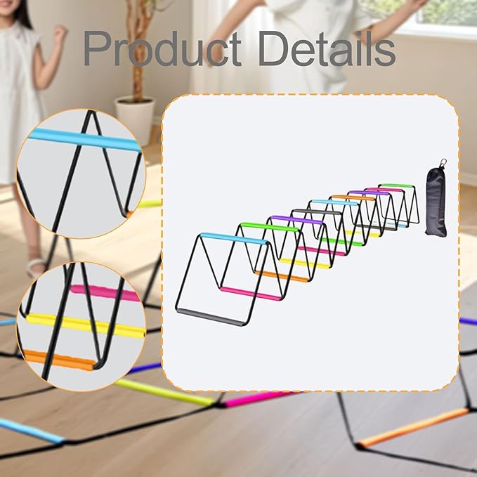 Agility Ladder with Jumping Obstacles, 12 Rung Speed Ladder & 6 Hurdles, Multipurpose Agility Training Equipment for Soccer, Rugby, Footwork Exercise