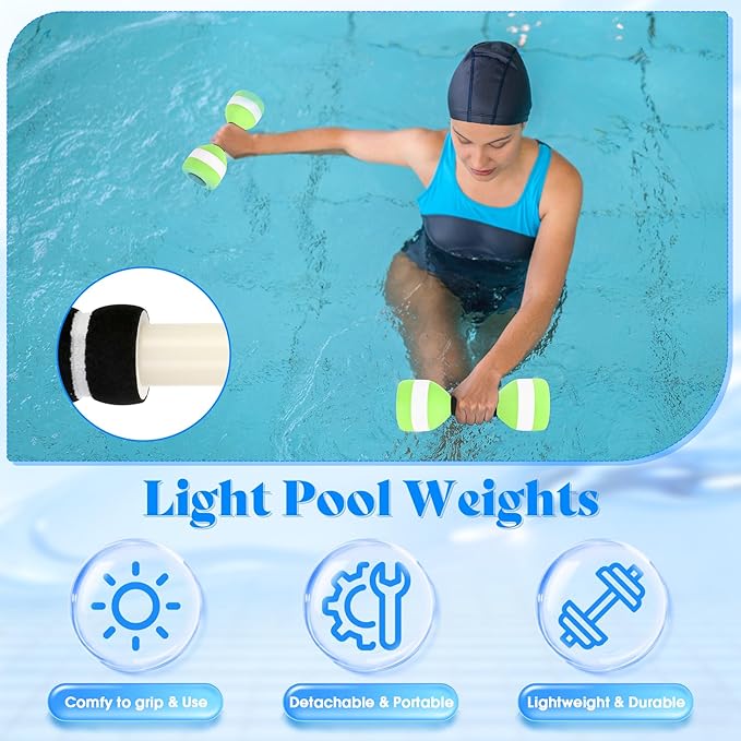 Aquatic Dumbbells, 2PCS EVA Foam Water Weights, Aquatic Exercise Dumbbells for Adults Youth Women Water Workouts Tools