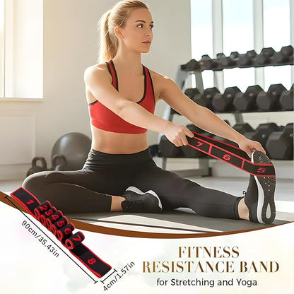 Fitness Resistance Band for Stretching and Yoga, Stretch Strap, Elastic Yoga Stretching Strap, Multi-Loop for Physical Therapy, Pilates, Yoga, Dance & Gymnastics Exercise
