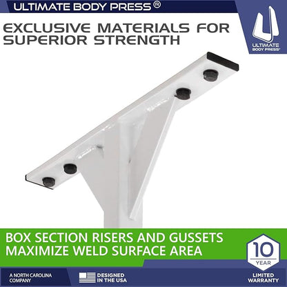 Wall or Ceiling Mount Pull Up Bar with 48” Straight Bar and 22” Risers, Double Wall Mounting Plates Fit 16” or 24” Studs and Joists by Ultimate Body Press