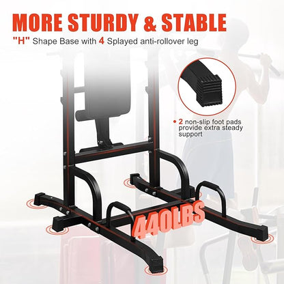 Adjustable Height Dip Bar Station, Heavy Duty Dip Station for Home Gym,Multi-function Dip Station Pull Up Bar Full Body Strength Training Workout Fitness Equipment for Tricep Dips