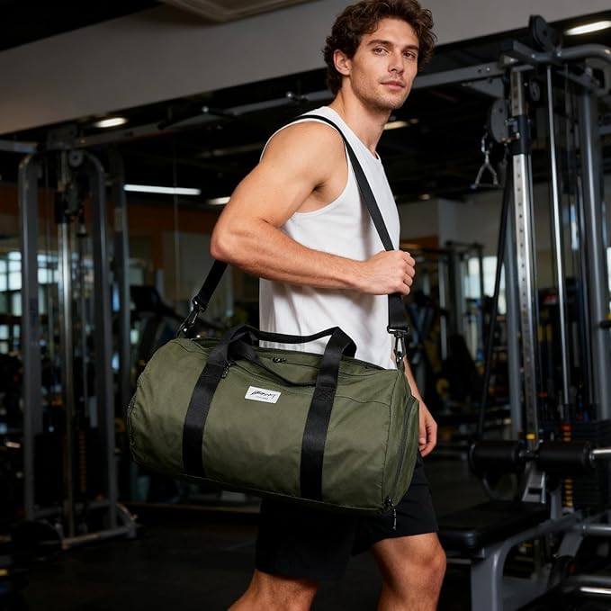 BE SMART Waterproof Mens Gym Bag with Shoe Compartment, Sports Gym Duffle Bag for Men Women, Lightweight Large Sport Duffel Bag for Travel, Sports, Fitness & Workout(Olive Green)
