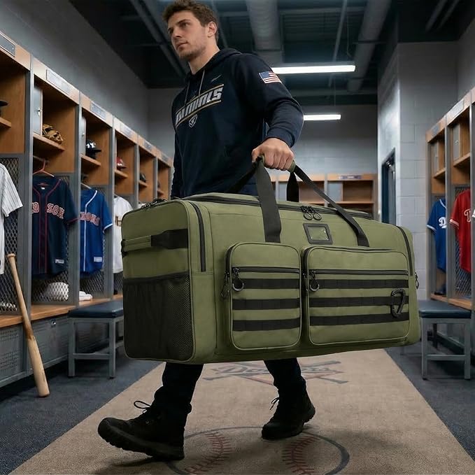 135L Large Duffle Bag, Heavy Duty Duffle Bag for Travel, Extra Large Sports Gym Equipment Bag for Soccer Baseball Basketball Hockey Football, Green