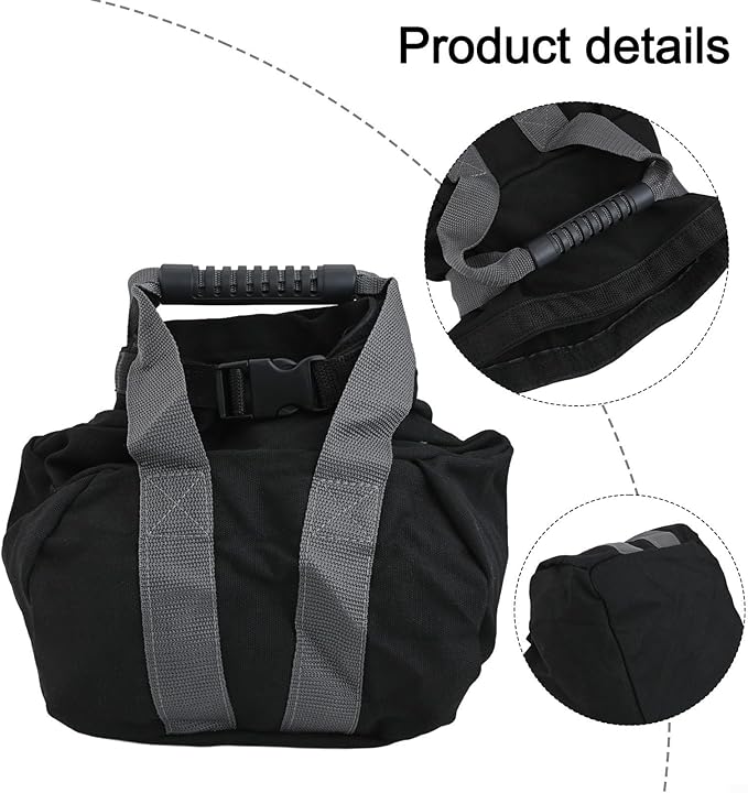Adjustable Canvas Sandbag for Kettlebell Workout, 0-35 lbs Weight Training Fitness Bag with Ergonomic Handle, For Home Gym Yoga Strength Training