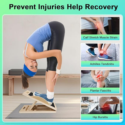 3 in 1 Slant Board for Calf Stretching,Anti Slip Squats Wedge Balance Board for Physical Therapy,Calf Stretcher for Core Strength Wood Rocker Board