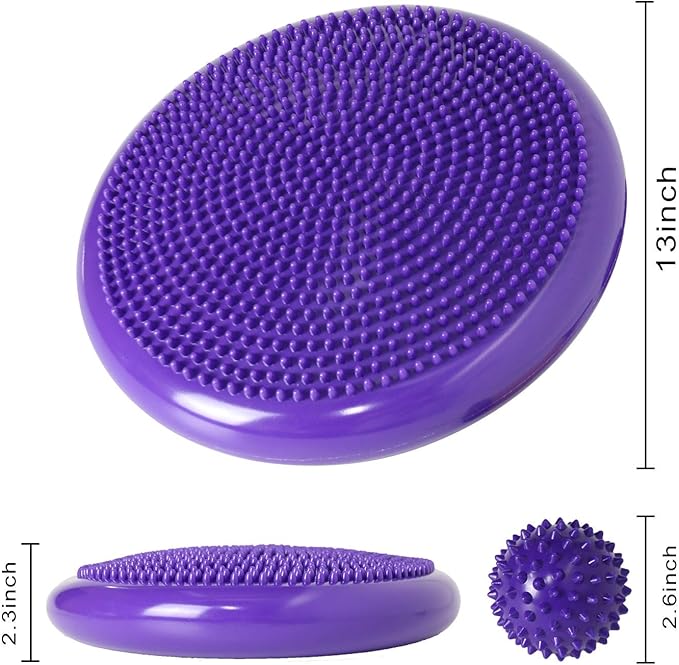 Wobble Cushion, Balance Disc, Wiggle Seat, Balance Pads for Physical Therapy, Stability Disc, Wobble Board for Dogs, Office, Sensory Kids, Classroom with Spiky Massage Ball
