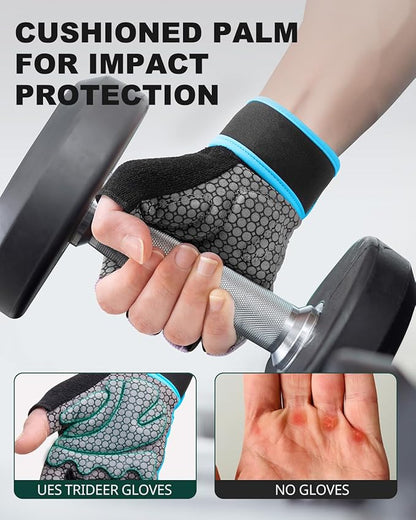 Trideer Weight Lifting Gloves for Women Men with Wrist Support, Workout Gloves Women Full Palm Protection for Gym Training, Fitness, Weightlifting & Pull Ups