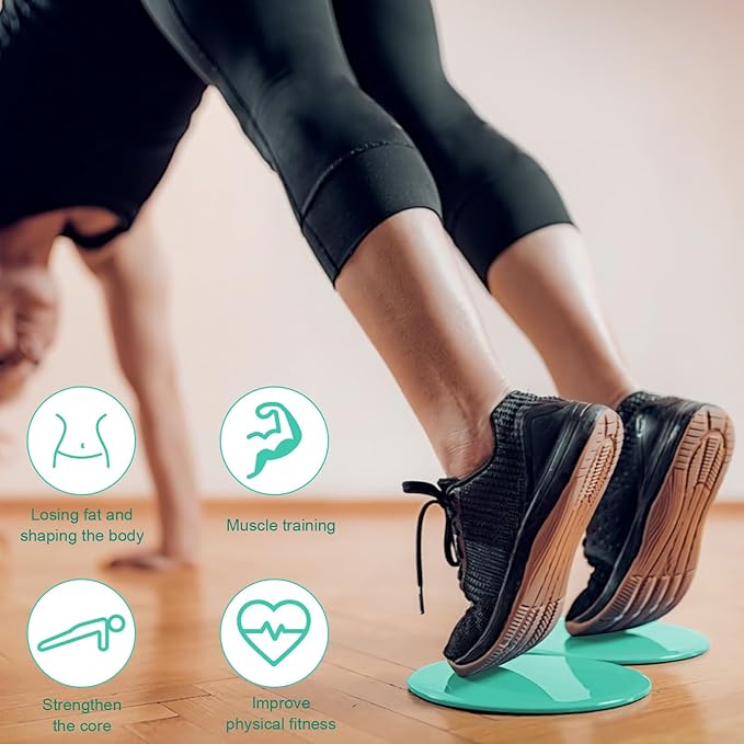Exercise Core Sliders Glid Discs 2 Pack - Dual-Sided Workout Sliding Discs for Home Gym, Pilates, Physical Therapy, Ab & Full Body Training