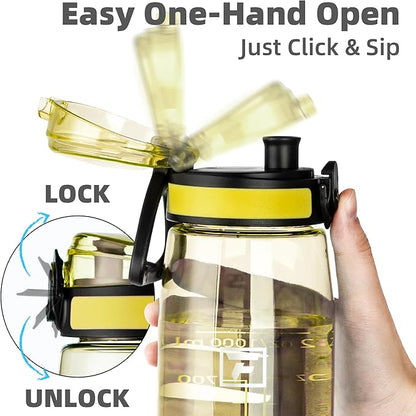 Fanhaw 32 oz Tritan Water Bottle with Chug Lid - Clear, BPA-Free, Lightweight, Wide Mouth, Leak-Proof, Perfect for Gym, Travel, School, Office, and Sports (Imperial Yellow)