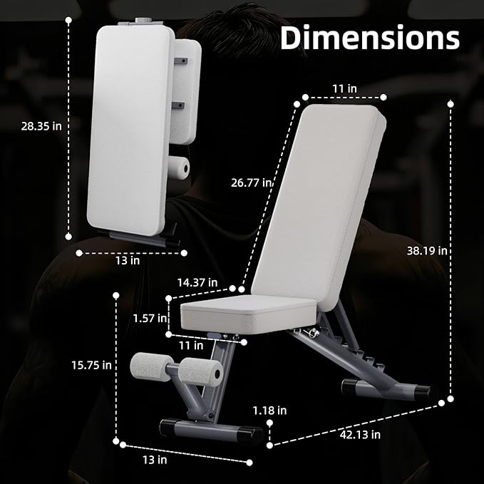 Adjustable Weight Bench for Home Gym, Stable Folding Workout Bench for Dumbbell & Full Body Strength Training
