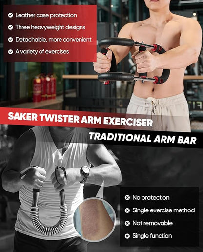 2026 New Saker PowerTwist Arm Trainer, Adjustable Forearm Strengthener, Arm Exercise and Chest Workout Equipment for Home Gym, for Men, Ideas for Fitness Enthusiasts