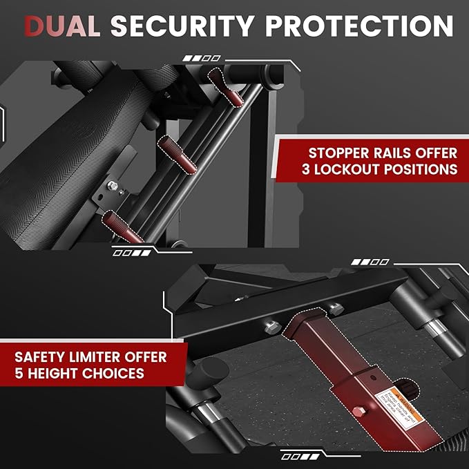 GMWD Leg Press Hack Squat Machine Combo, Leg Exercise Machine with Linear Bearing, 45-Degree Lower Body Special with Weight Storage for Quads, Hamstring, Glutes, Calves, Home Gym Leg Day Equipment