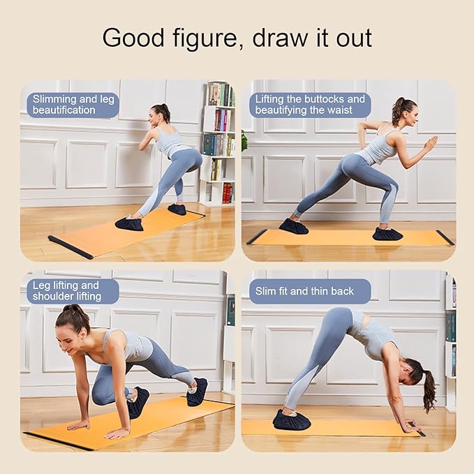 Workout Slide Board, Exercise Sliding Board Equipment with Shoe Booties for Full-Body Strength Training, Speed and Balance Exercises