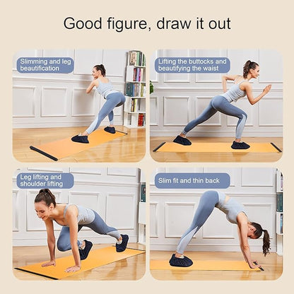 Workout Slide Board, Exercise Sliding Board Equipment with Shoe Booties for Full-Body Strength Training, Speed and Balance Exercises