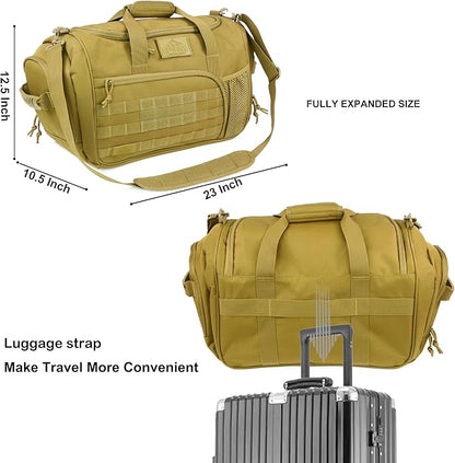 APRlLBAY Gym Bag Large Size 43L Training Bag Traveling With Luggage Strap Equipment Bag Tactical Military Duffel for Men&Women Basketball Football Weekender,Sports Bag Sturdy (Khaki)