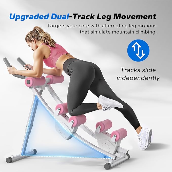 MERACH Ab Machine, Adjustable Ab Trainer Machine, AB Workout Equipment for Home Gym, Independent Dual Tracks for Mountain Climber, Foldable for Home Exercise, Load Capacity 440 LBS