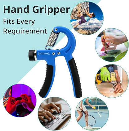 Hand Gripper META_HG60_Blue | Adjustable 5-60kg Grip Strength Trainer for Forearm, Wrist & Hand Exercise | Ideal for Gym, Fitness & Rehabilitation Forearm Strengthener