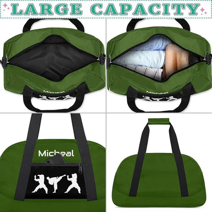Personalized Martial Art Bag Duffel Bag for Boys Girls, Custom Taekwondo Karate Bag for Travel Weekender Practice Green