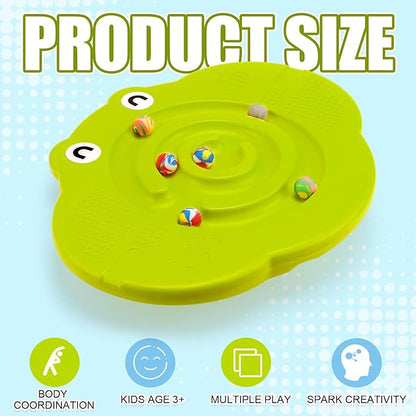 Kids Maze Balance Board Plastic Wobble Rocker Balance Board with Mini Balls Load 170lb for Balancing Exercise Equipment Game Boys Girls Physical Therapy 18.5 x 14.57 Inch(Yellowgreen,Cute)