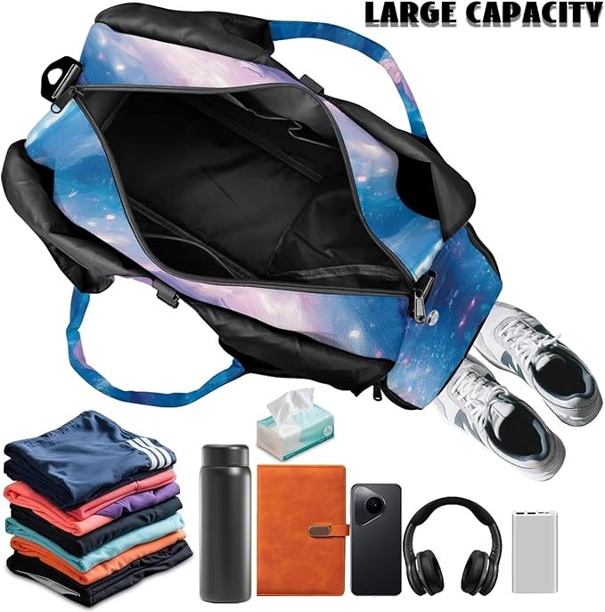Gym Bag with Yoga Mat Holder Large Tote Bag With Multi Pockets for Women Men Dry Wet Separated Pocket Carryall Yoga Tote Bag for Pilates Travel Workout Office