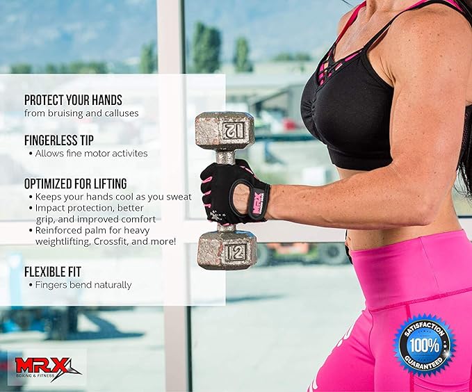 MRX Ladies Weight Lifting Gloves Women Fitness Training Exercise Glove Anti Slip Padded Shock-Absorbing Extra Grip Crossfit Multi Colors