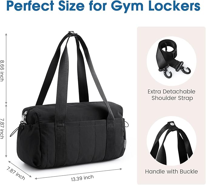 G4Free Small Gym Bag for Women 14 Inch Mini Gym Duffle Bag with Wet Compartment Cute Duffel for Travel Sport Workout (Black)
