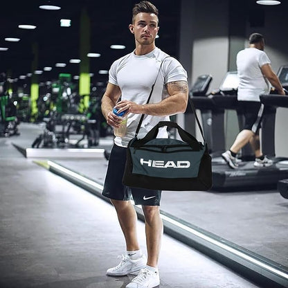 HEAD 45L Waterproof Gym Duffle Bag for Men, Large Capacity Sports Bag with Shoe Compartment & Dry Wet Pocket, Durable Crossbody Weekender Bag for Tennis, Workout, Fitness, Overnight Travel