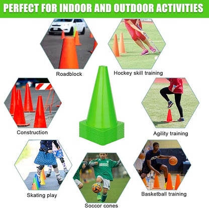 9 Inch Cones Sports, 15 Pack Orange Soccer Cones Training Agility Field Marker Plastic Traffic Cones for Football Basketball Drills Multipurpose Practice, Indoor Outdoor Games Activity Party Events