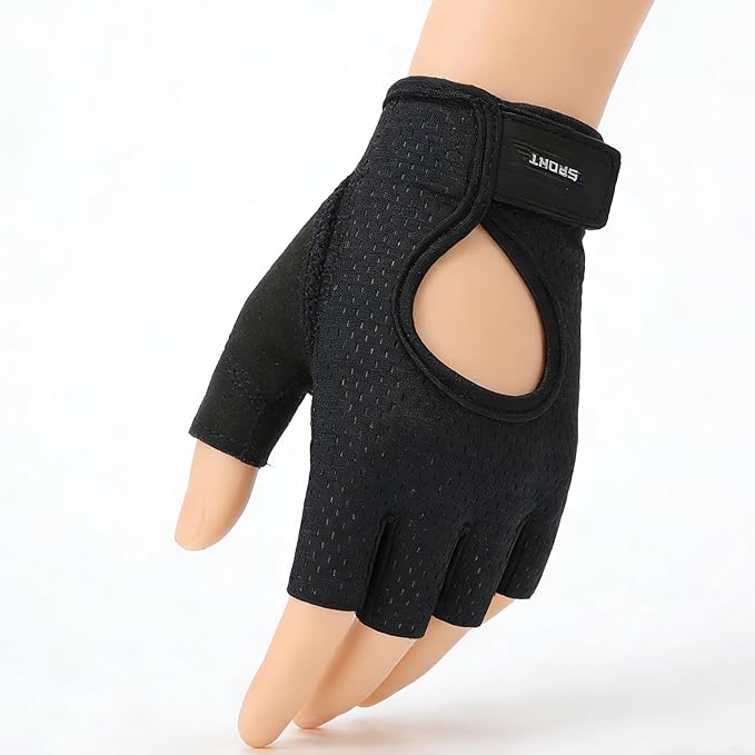 IZUS Anti-Slip Fingerless Workout Gloves for Women Gym/Exercise/Fitness/Training/Cycling with Excellent Grip/Cushion-Pads