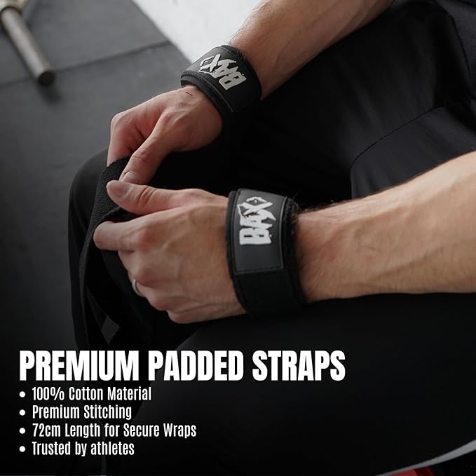 Weight Lifting Straps, Wrist Support for Men, Heavy Duty Thick Comfortable Lifting Straps, Secure Fit, Enhanced Grip, Straps for Weightlifting & Gym Training, Black