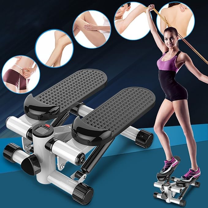 Lightweight Portable Air Stepper Climber Exercise Fitness Thigh Machine with DVD Resistant Cord for Home Workout Gym (White)
