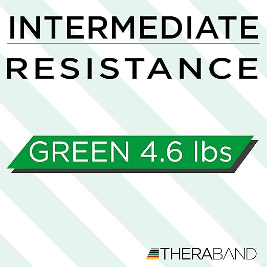 THERABAND Resistance Band Loops, 18" Green, Heavy Resistance, Latex Color-Coded 3" Wide Exercise Band Loop for Home Workouts, Pilates, Strength Training, Physical Therapy, for Women and Men