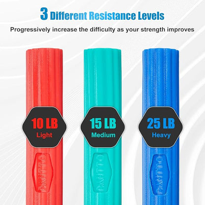 Flexible Resistance Bar for Physical Therapy, Resistance Exercise Twisting Bar for Tennis Elbow, Tendonitis Pain Relief & Grip Strength Trainer, Non-Slip 3 Resistance Levels