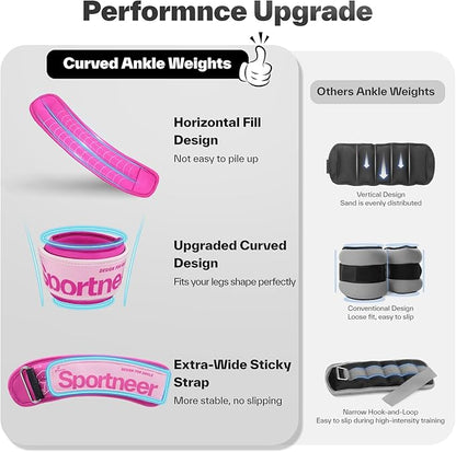Sportneer Ankle Weights 0.5/1/2/3/5 LBS 1 Pair Wrist Leg Arm Weights for Women Men Kids Child with Adjustable Straps, Strength Weighted for Jogging Running Walking Fitness Gym Workout