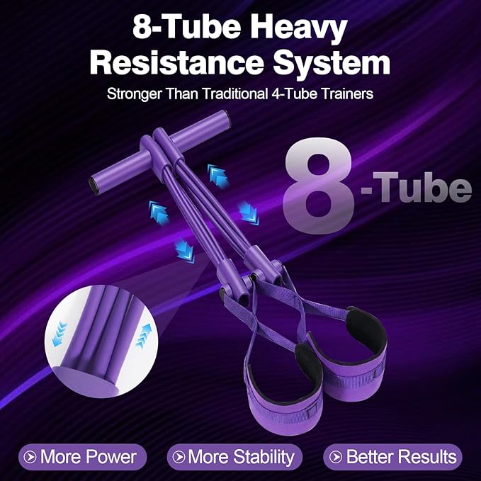 Resistance Bands with Handles, 8-Tube Heavy Duty Exercise Bands for Full Body Workout, Strength Training Bands for Arms, Legs, Abs & Home Gym