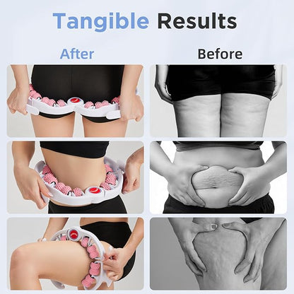 Cellulite Massage Tool - Lymphatic Drainage Massager - Muscle Roller, Deep Fascia Massage, Dimpled Skin Removal, Legs/Thighs/Buttocks, Anti-Cellulite Roller, Smooth Skin, Pain Relief (Pink)