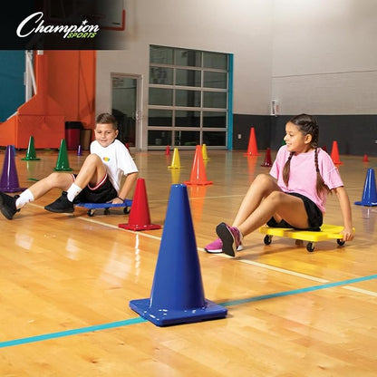 Champion Sports High Visibility Flexible Vinyl Cones for Sports Training, Agility Drills, Field & Gym Marking Sets