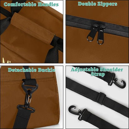 Personalized Martial Art Bag Duffel Bag for Boys Girls, Custom Taekwondo Karate Bag for Travel Weekender Practice Brown
