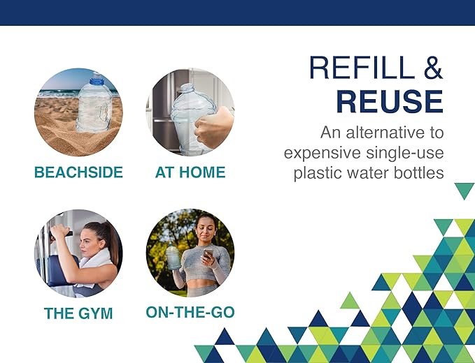 Arrow H2O On The Go Water Bottle, 2.2 Liter - Large Clear Plastic Water Bottle with Push Cap - Made in the USA, BPA Free - Built-In Convenient Handle, Leakproof - Ideal for the Gym and Sports Practice