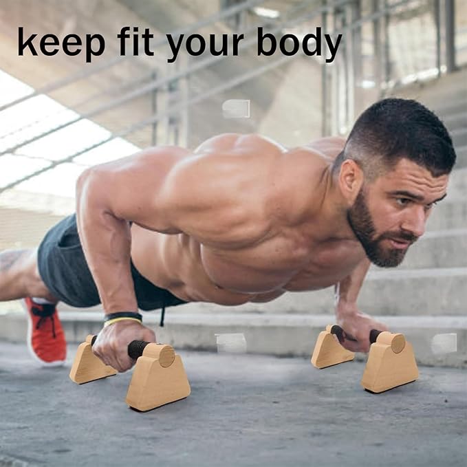 Wooden Fitness Equipment - Portable Home Calisthenics Equipment, Universal from Beginner to Advanced, Men's Inverted and Push Up Handle ﻿