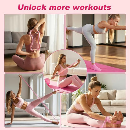 Pilates Kit 14pcs, Home Pilates Workout Kit for Women, Pilates Equipment with 13" Ring, 9.8" Ball, Multiple Resistance Bands, Non-Slip Socks, Workout Guide for Beginners Home Outdoor