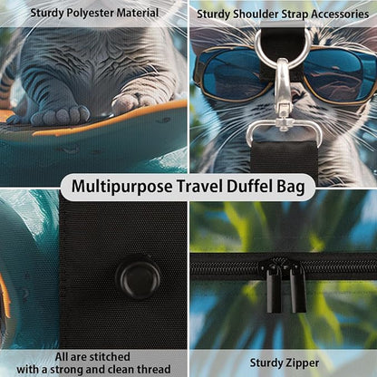 Travel Duffel Bag Fashion Cat Animals Sport Tote Gym Bag Waterproof Foldable Carryon Weekend Overnight Training Handbag Sports Duffle Bags for Women Men Boys Girls
