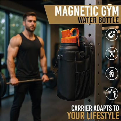 Magnetic Gym Bag – Compact Crossbody Fitness Pouch with Water Bottle Holder – Small Gym Bag for Men & Women – Secure Magnetic Storage & Travel-Friendly Design