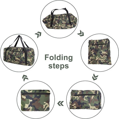 HOLYLUCK Foldable Travel Duffel Bag For Women & Men Luggage Great for Gym -55L, Green Camo