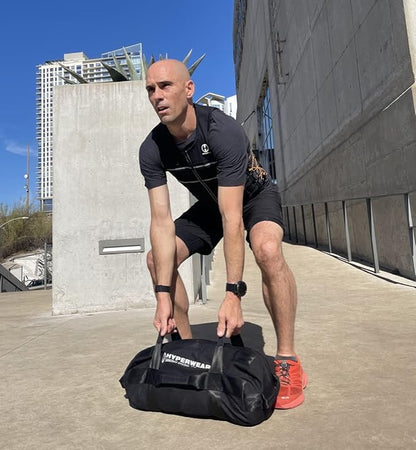 HYPERWEAR Adjustable Sandbag System, Heavy-Duty with Handles & Pre-Filled SandBell Filler Sandbags (25, 40, 80, 160 lbs)
