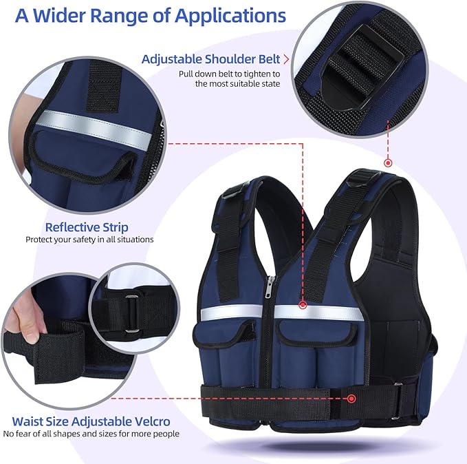 Sportneer Adjustable Weighted Vest Weights: 2-18 lbs/2-40 lbs Washable Weight Vest for Walking 16 In 1 Fast Adjust Rucking Vest for Women and Men Home Gym Running Jogging Strength Training Vests