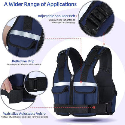 Sportneer Adjustable Weighted Vest Weights: 2-18 lbs/2-40 lbs Washable Weight Vest for Walking 16 In 1 Fast Adjust Rucking Vest for Women and Men Home Gym Running Jogging Strength Training Vests