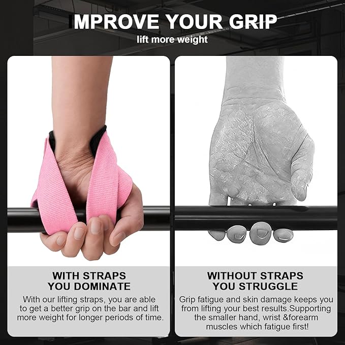 Weight Lifting Straps Anti-Slip Padded Wrist Wraps - Heavy Duty Gym Wrist Support for Deadlift Powerlifting Strength Training - Universal Fit for Men Women