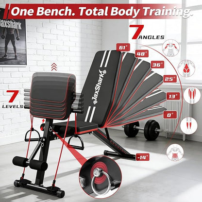 Adjustable Weight Bench, Foldable Workout Bench Press, Weight Benches for Home Gym, Workout Equipment for Full Body Exercise
