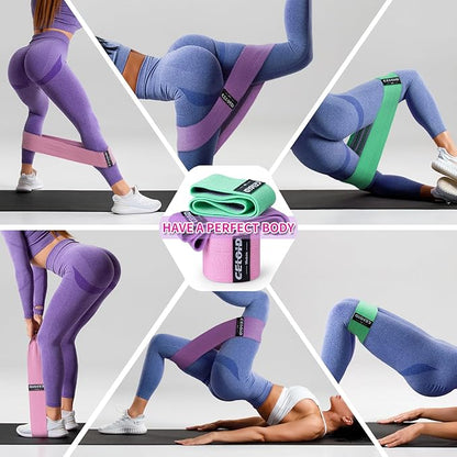 Resistance Bands Set, Exercise Bands with Non-Slip Design for Hips & Glutes, 3 Levels Workout Bands for Women and Men, Booty Bands for Home Fitness, Yoga, Pilates